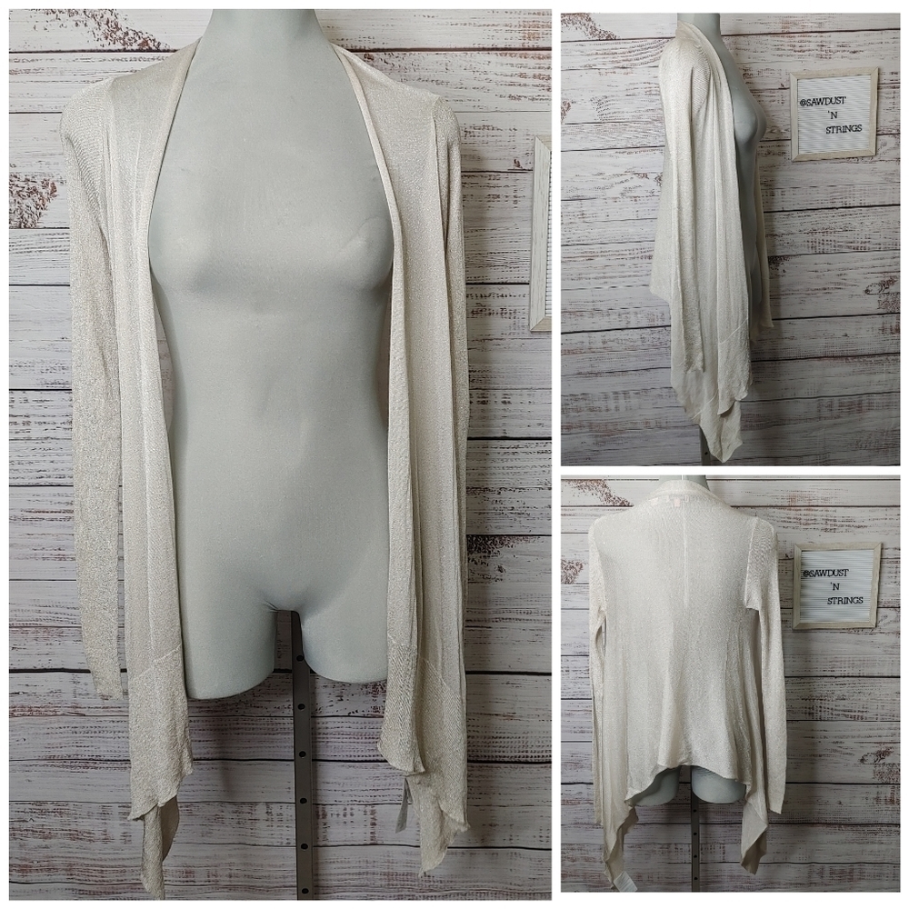 TED Baker Taupe Shimmer Waterfall Cardigan Size 6